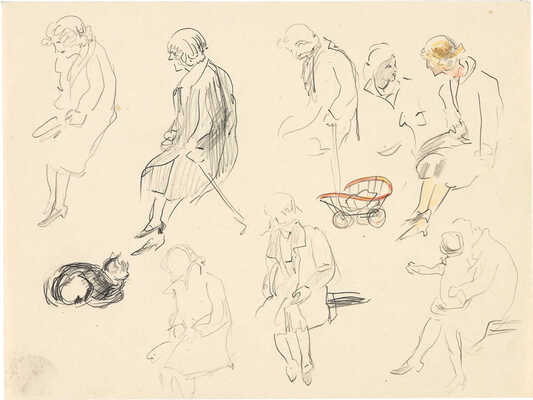 Митрохин Дмитрий Исидорович. Лот из четырёх листов с набросками 